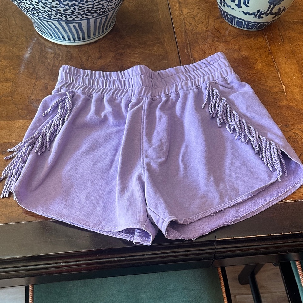 Nola Lavender Fringe Athletic Shorts